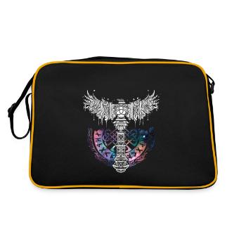 Thor Hammer Raven Mjölnir Rune Viking Galaxy - Sac Retro - noir/or - Dos