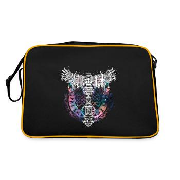 Thor Hammer Raven Mjölnir Rune Viking Galaxy - Sac Retro - noir/or - Dos