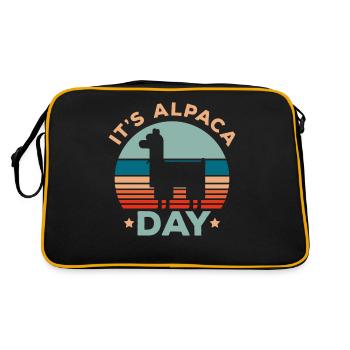 Es ist Alpakatag Llama Alpakaflüsterer Bauernhofti - Retro Tasche - Schwarz/Gold - Hinten