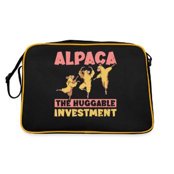 Alpaka Die umarmbare Investition Alpaka Nutztier - Retro Tasche - Schwarz/Gold - Hinten