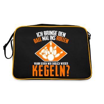 Kegeln Kegler Kegel Humor Kegelverein - Retro Tasche - Schwarz/Gold - Hinten