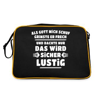 Gott Schuf Grinste - Retro Tasche - Schwarz/Gold - Hinten