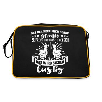 Gott Schuf Grinste - Retro Tasche - Schwarz/Gold - Hinten