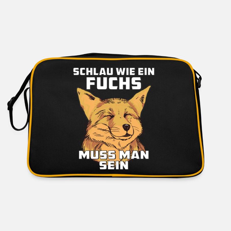 SCHLAU WIE EIN FUCHS MUSS MAN SEIN - Retro Tasche - Schwarz/Gold