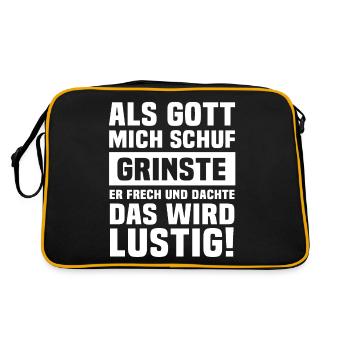 Ironische Sprüche Humor Gott - Retro Tasche - Schwarz/Gold - Hinten