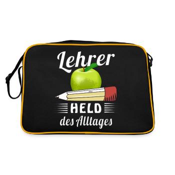 LEHRER HELD DES ALLTAGES - Retro Tasche - Schwarz/Gold - Hinten