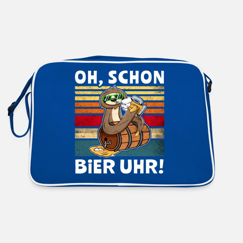 Faultier Bier Uhr Sprüche Retro Tasche