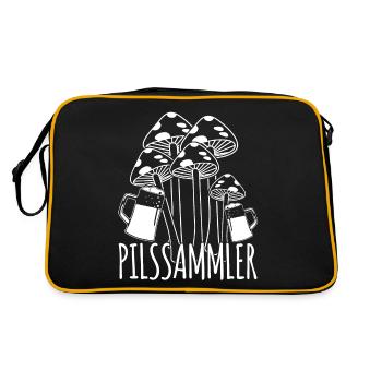 Bier Pilzsammler Pils Pilz Pilzsucher - Retro Tasche - Schwarz/Gold - Hinten