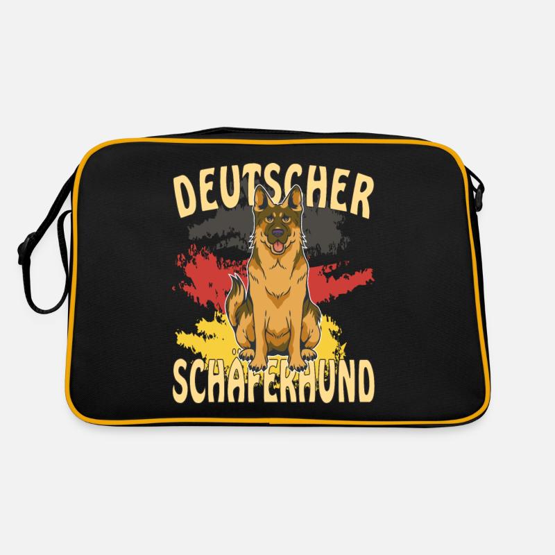 DEUTSCHER SCHÄFERHUND - Retro Tasche - Schwarz/Gold