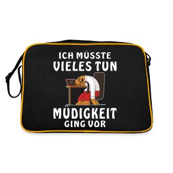 ICH MÜSSTE VIELES TUN MÜDIGKEIT GING VOR - Retro Tasche - Schwarz/Gold - Hinten