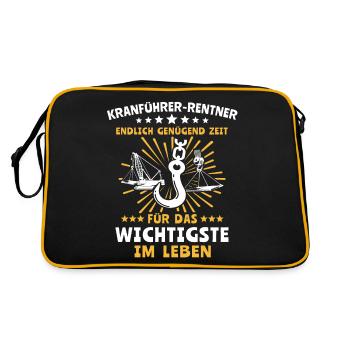 Kranführer Kran Kranfahrer - Retro Tasche - Schwarz/Gold - Hinten