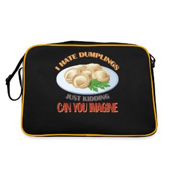 Ich hasse Knödel Nur ein Scherz - Retro Tasche - Schwarz/Gold - Hinten