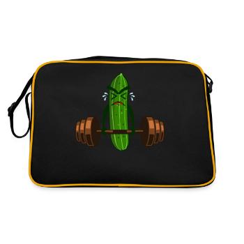 Gurke Bodybuilding Gurken - Retro Tasche - Schwarz/Gold - Hinten