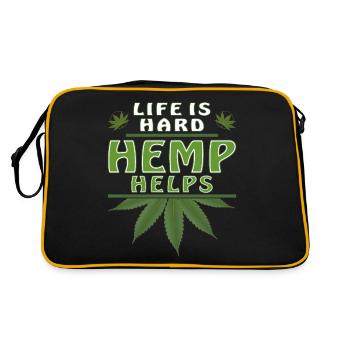 LIFE IS HARD HEMP HELPS - Retro Tasche - Schwarz/Gold - Hinten