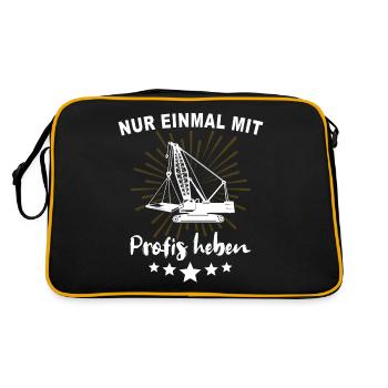 Kranführer Kranfahrer Kran - Retro Tasche - Schwarz/Gold - Hinten