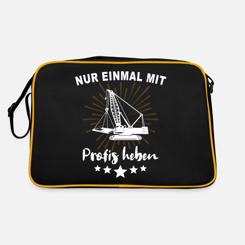 Kranführer Kranfahrer Kran - Retro Tasche - Schwarz/Gold