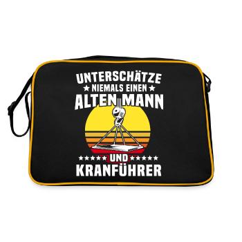 Kranführer Kranfahrer Kran - Retro Tasche - Schwarz/Gold - Hinten