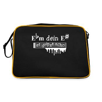 Musiker Saarland Ebm E# Saarländisch - Retro Tasche - Schwarz/Gold - Hinten