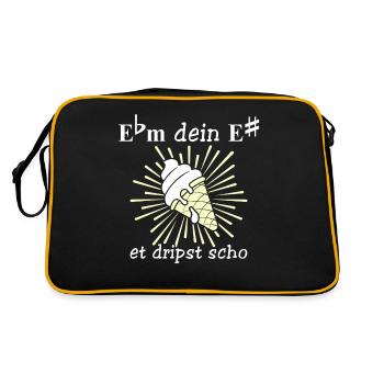 Musiker Saarland Ebm E# Saarländisch - Retro Tasche - Schwarz/Gold - Hinten