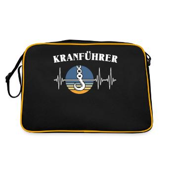 Kranführer EKG Kranfahrer Herzlinie - Retro Tasche - Schwarz/Gold - Hinten