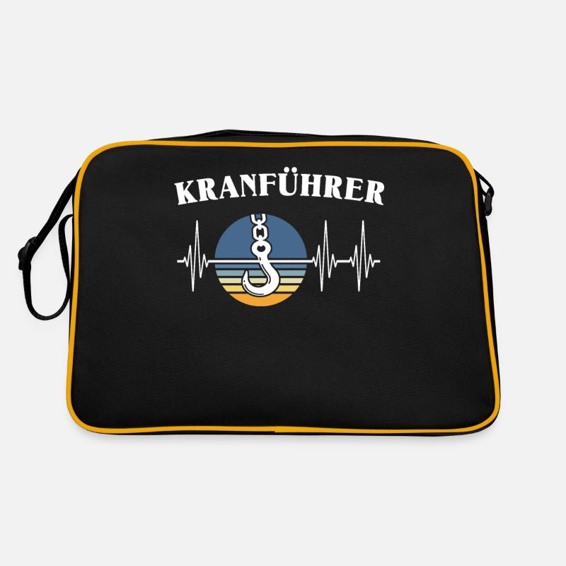 Kranführer EKG Kranfahrer Herzlinie Retro Tasche