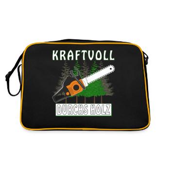 MOTORSÄGE KRAFTVOLL DURCHS HOLZ - Retro Tasche - Schwarz/Gold - Hinten