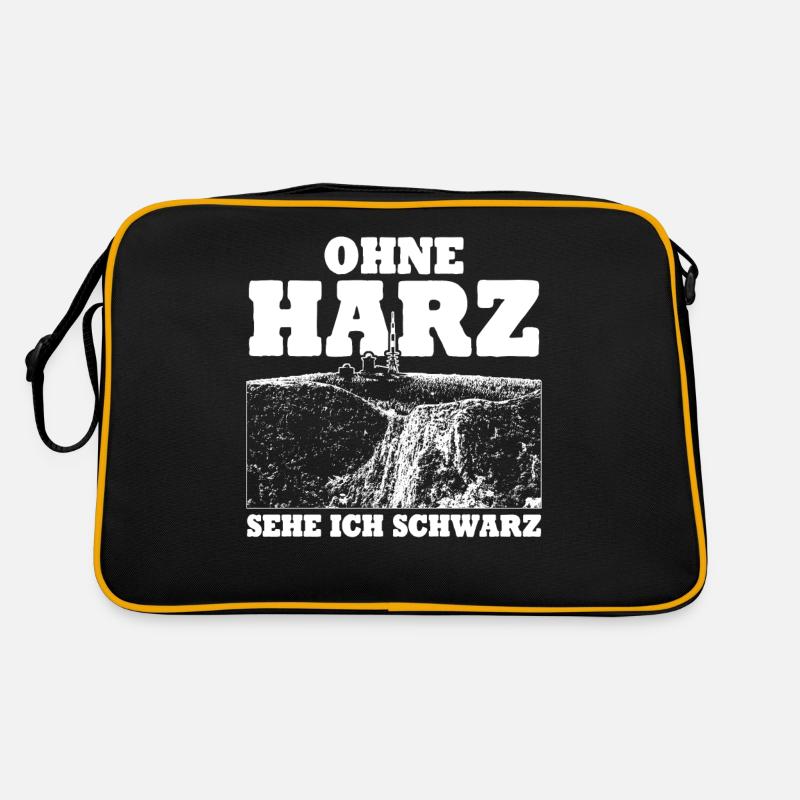 Harz Torfhaus Wanderung Harzer Brocken - Retro Tasche - Schwarz/Gold