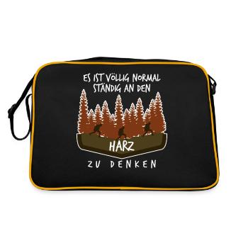 Harz Torfhaus Harzer Brocken - Retro Tasche - Schwarz/Gold - Hinten