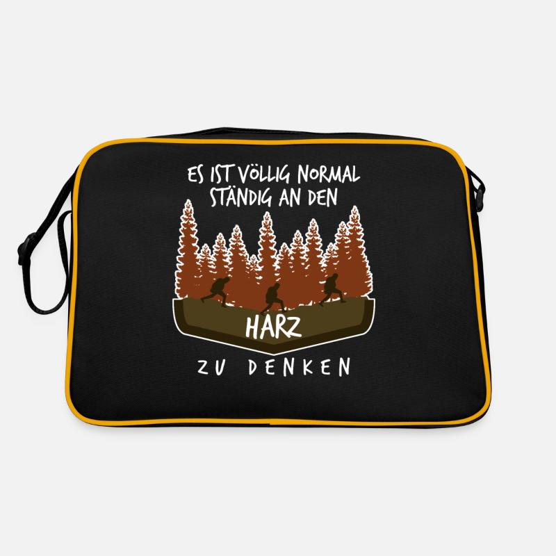 Harz Torfhaus Harzer Brocken - Retro Tasche - Schwarz/Gold