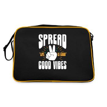 Hippie Peace Flower Power Love Peace Gift - Retro Bag - black/gold - Back