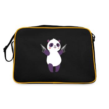Panda Panda Ours Ours Animal Pandas Cadeau - Sac Retro - noir/or - Dos