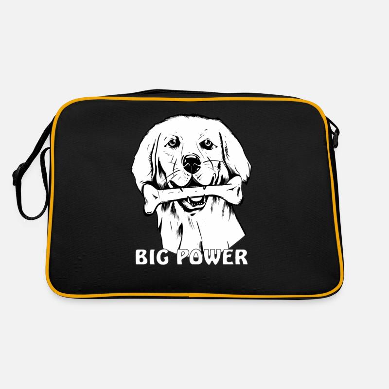 HUND KNOCHEN BIG POWER - Retro Tasche - Schwarz/Gold