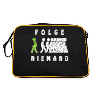 FOLGE NIEMAND - Retro Tasche - Schwarz/Gold - Hinten