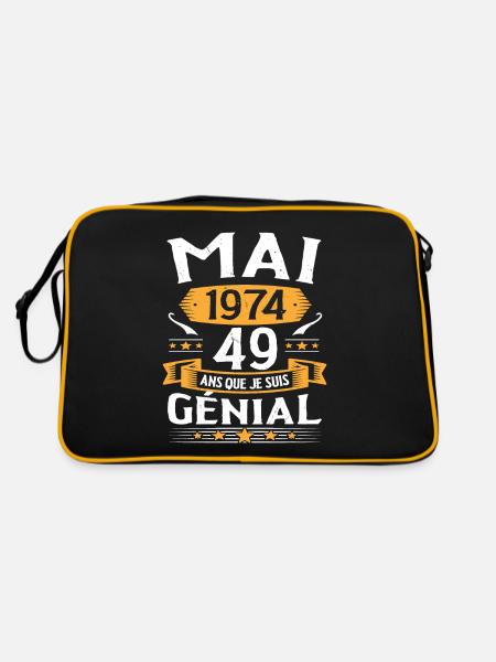 Mai 1974 49 Ans Que Je Suis Génial Anniversaire - Sac Retro - noir/or - Dos