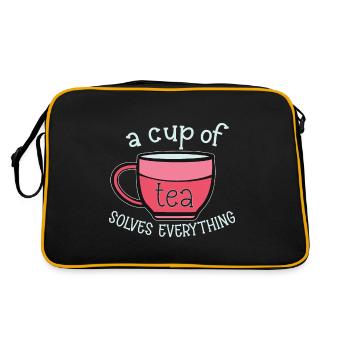 Buveur de thé Amateur de thé Cadeau Thé - Sac Retro - noir/or - Dos