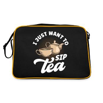 Teetrinker Teeliebhaber Geschenk Tee - Retro Tasche - Schwarz/Gold - Hinten