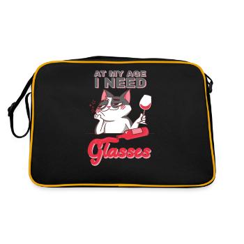 At My Age I Need Glasses Joke Cats - Retro Bag - black/gold - Back