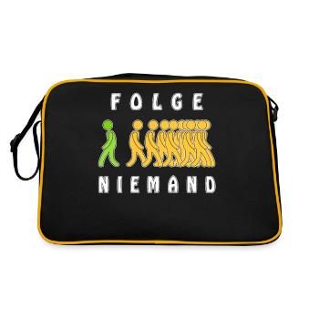 FOLGE NIEMAND - Retro Tasche - Schwarz/Gold - Hinten