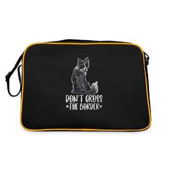 Border Collie - Retro Tasche - Schwarz/Gold - Hinten