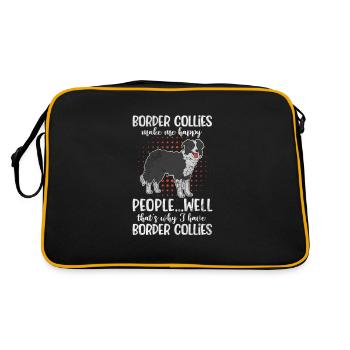 Border Collie - Retro Tasche - Schwarz/Gold - Hinten