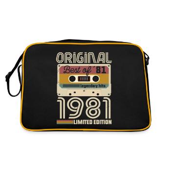 Vintage Geburtstag Original Geschenkidee 1981 - Retro Tasche - Schwarz/Gold - Hinten