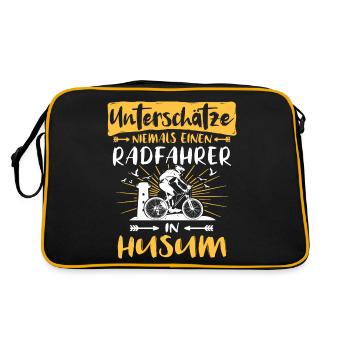 Husum Fahrrad Husumer Radfahrer - Retro Tasche - Schwarz/Gold - Hinten