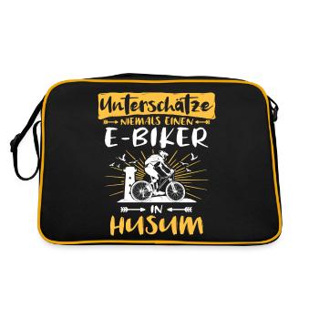 Husum Ebike Husumer Ebiker - Retro Tasche - Schwarz/Gold - Hinten