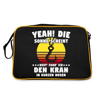 Kranführer Sprüche Kran Kranfahrer - Retro Tasche - Schwarz/Gold - Hinten