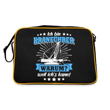 Kranführer Sprüche Kran Kranfahrer - Retro Tasche - Schwarz/Gold - Hinten