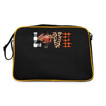 Liebe Truthahn Urlaub Glas Wein Leopard Styling - Retro Tasche - Schwarz/Gold - Hinten