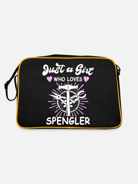 Spengler Bauspengler Spengeln Spenglerin - Retro Tasche - Schwarz/Gold - Hinten