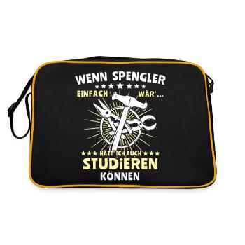 Spengler Bauspengler Spengeln - Retro Tasche - Schwarz/Gold - Hinten