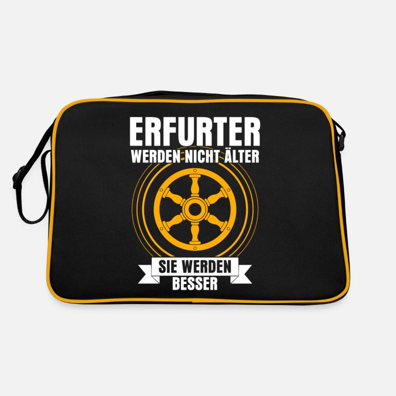 Erfurter Spruch Erfurt - Retro Tasche - Schwarz/Gold