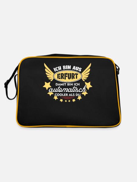 Erfurter Witz Erfurt - Retro Tasche - Schwarz/Gold - Hinten